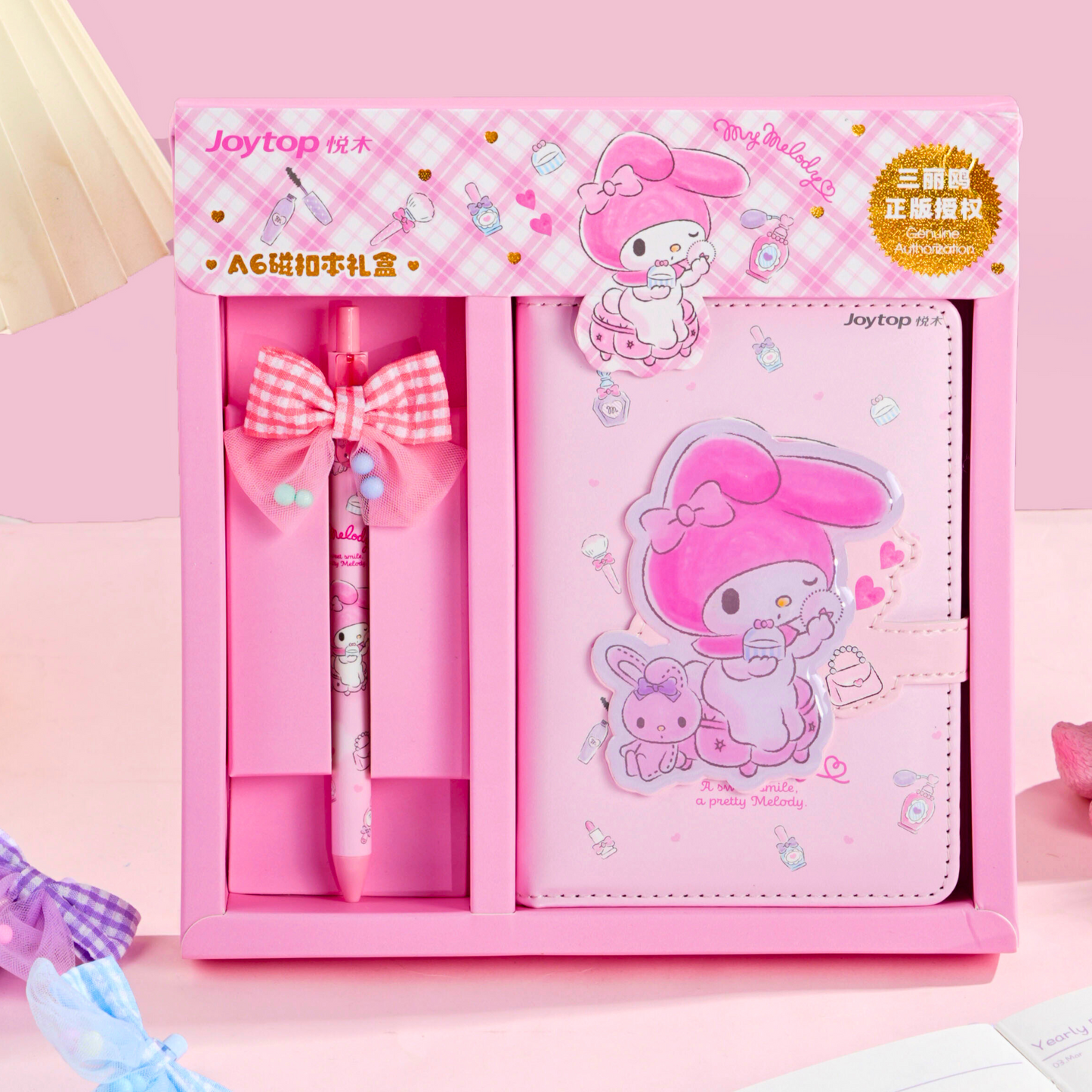 Sanrio – My Melody A6 Notitieboek Cadeauset – Schattig Dagboek met Magneetsluiting & Pen – Limited Edition Joytop x Sanrio - Cadeaubox / Schrijfset - origineel Sanrio-product