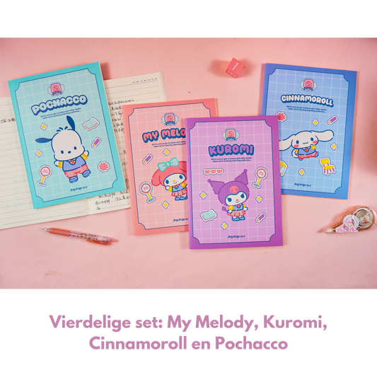 Sanrio - B5 Notitieboek Set – 4 Stuks – Officieel Gelicentieerd Sanrio – My Melody, Kuromi, Cinnamoroll & Pochacco – Kawaii Studenten Stationery - kawaii schoolspullen