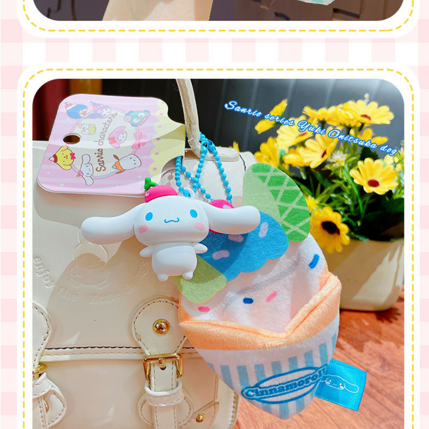 Sanrio Cinnamoroll Tas Hanger – Kawaii Sleutelhanger – Roomijs Crêpe Design – Schattig Cadeau Kawaii liefhebbers