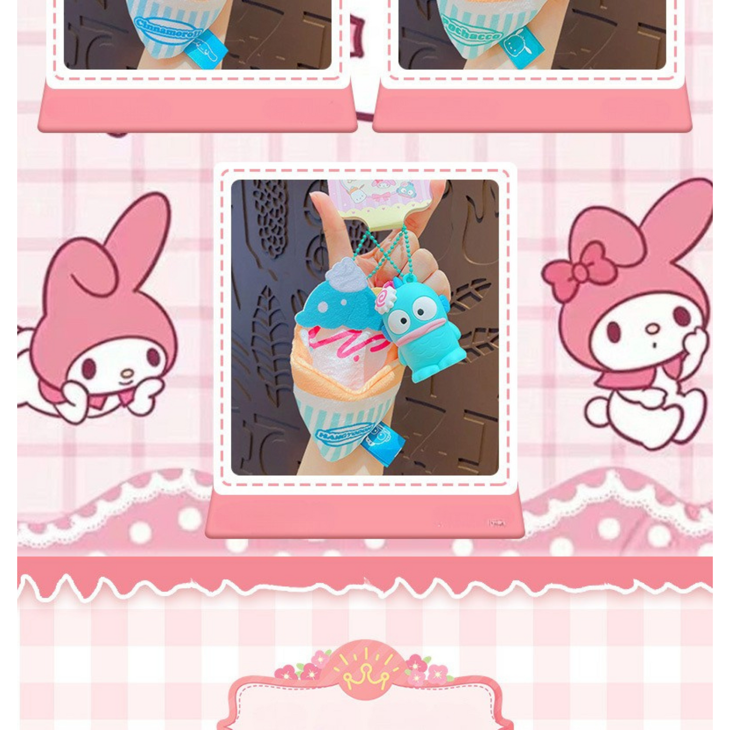 Sanrio Hangyodon Tas Hanger – Grappige Sleutelhanger – Blauw Crêpe Design – Origineel Cadeautje Anime Fan