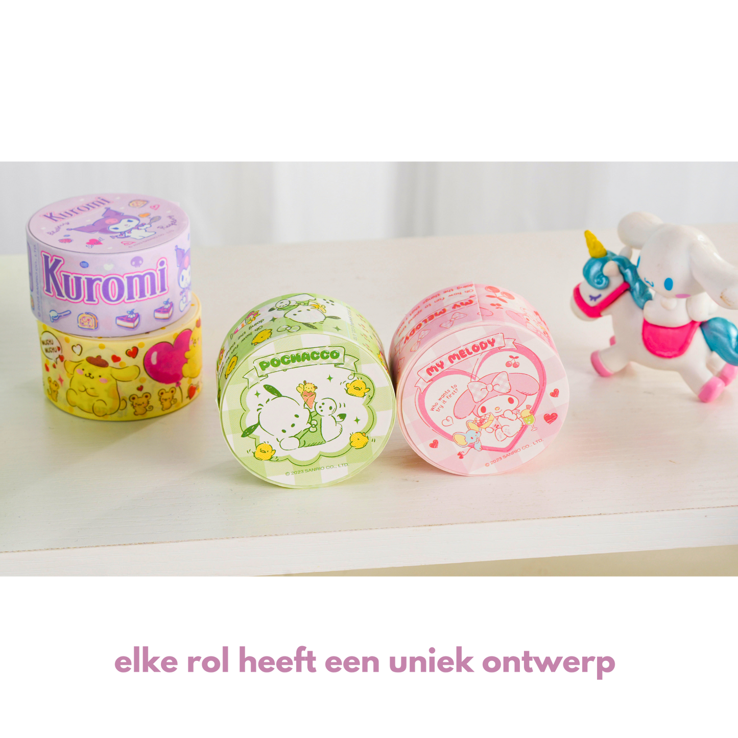 Sanrio - Washi Tape Cadeauset (Blauw)– 9 Rollen – Youth Academy - Hello Kitty, Kuromi, My Melody, Cinnamoroll, Pompompurin, Pochacco, Little Twin Stars, Officiële Gelicenseerde Set – Perfect voor Journaling & Knutselen