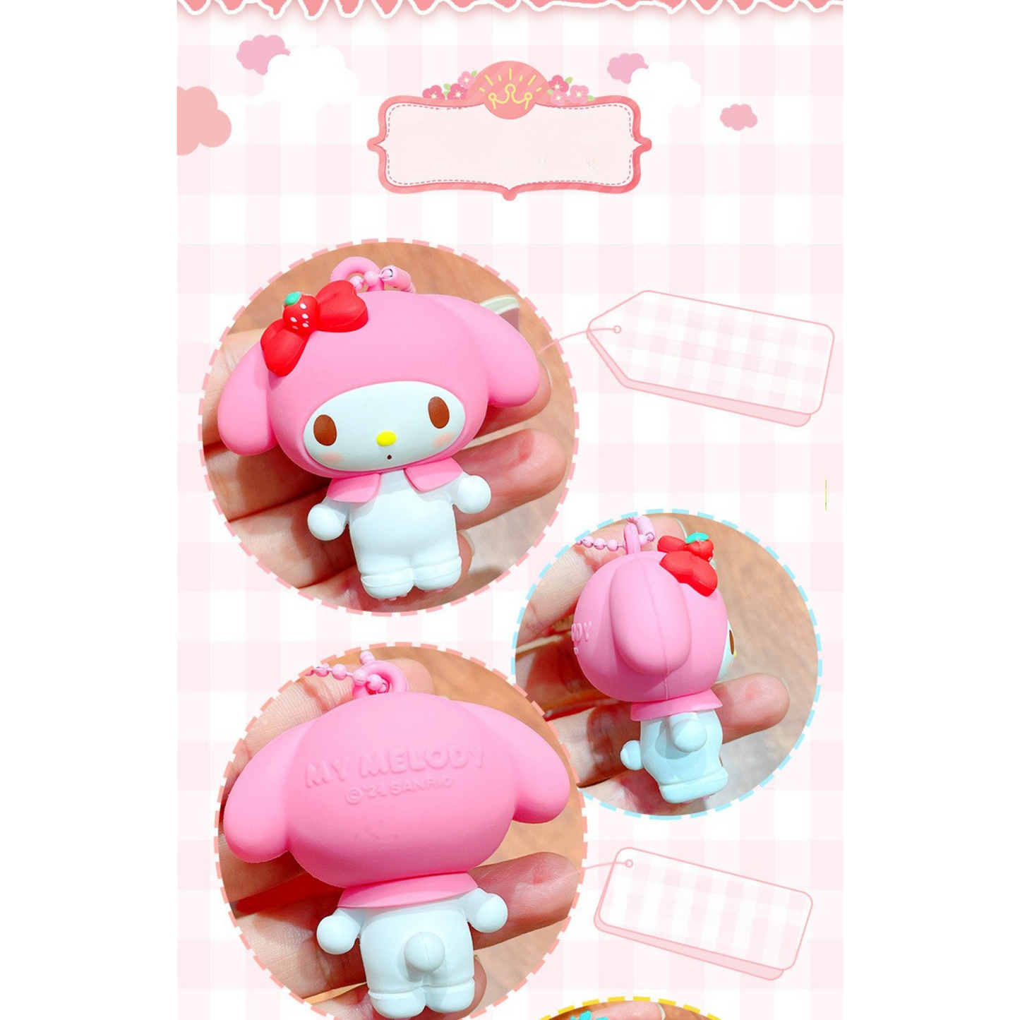 Sanrio My Melody Tas Hanger – Kawaii Sleutelhanger Meisje – Aardbei Crêpe Design – Pluche Bag Charm – Cadeau voor Fans