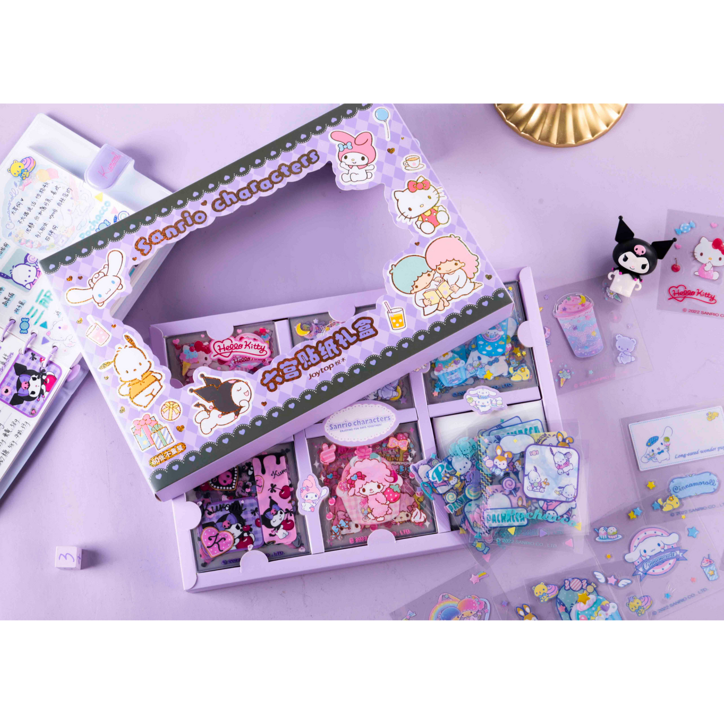 Sanrio - Sticker Box – 60 Unieke Stickers | Hello Kitty, Kuromi, Pochacco, Little Twin Stars, My Melody en Cinnamoroll | Zelfklevend & Direct Gebruik | Perfect voor Journaling & DIY Decoratie