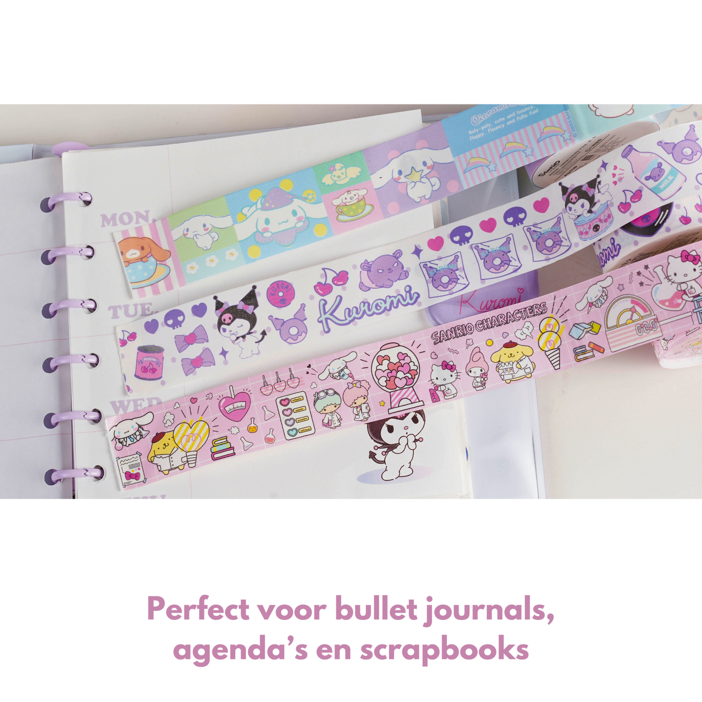 Sanrio - Washi Tape Cadeauset (Blauw)– 9 Rollen – Youth Academy - Hello Kitty, Kuromi, My Melody, Cinnamoroll, Pompompurin, Pochacco, Little Twin Stars, Officiële Gelicenseerde Set – Perfect voor Journaling & Knutselen