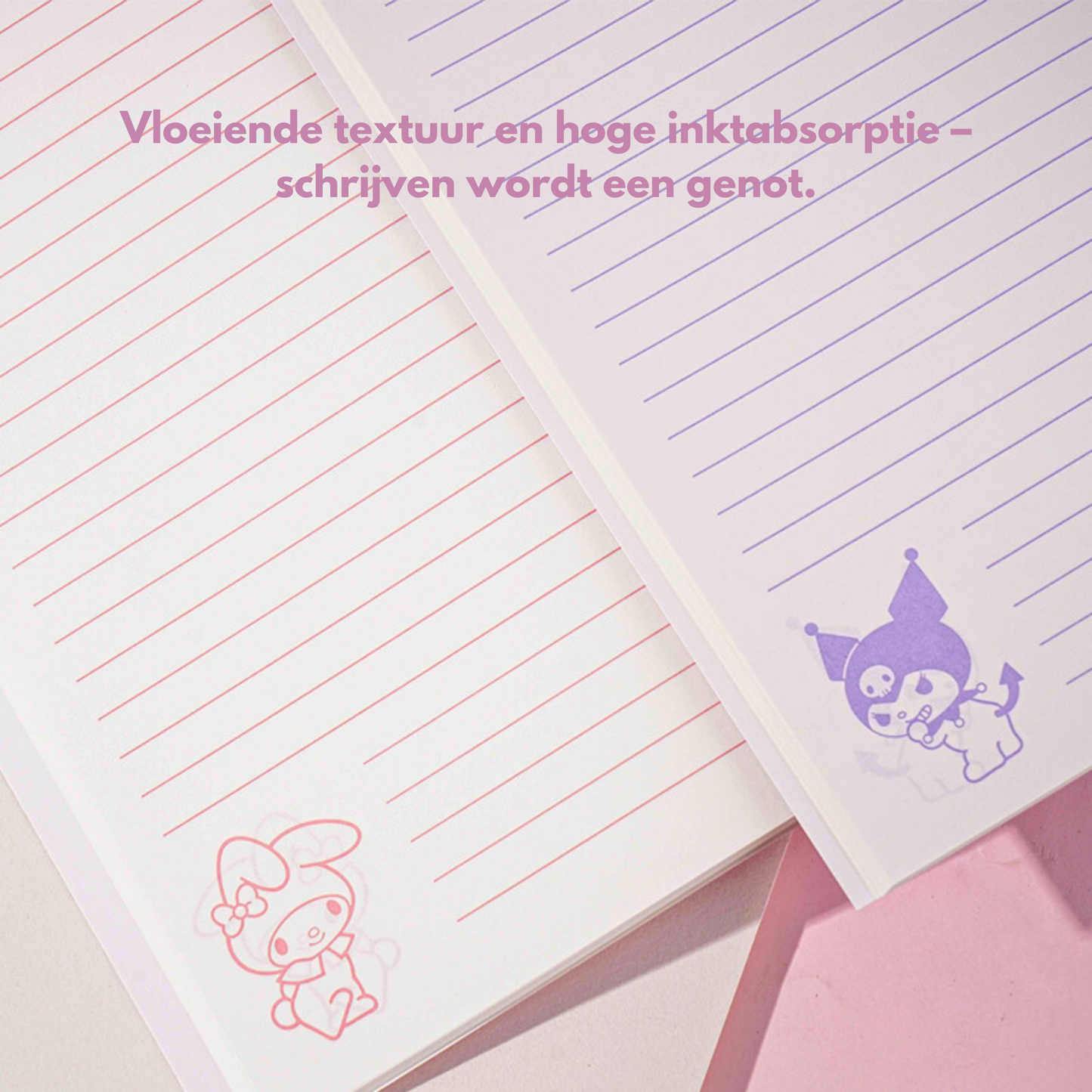 Sanrio - Officieel Gelicentieerd Sanrio – Simple Line Series - Set van 3 stuks B5 Gelijnde Notitieboeken met My Melody, Kuromi en Cinnamoroll, Schattig, Met Stiksels, Perfect Voor Notities