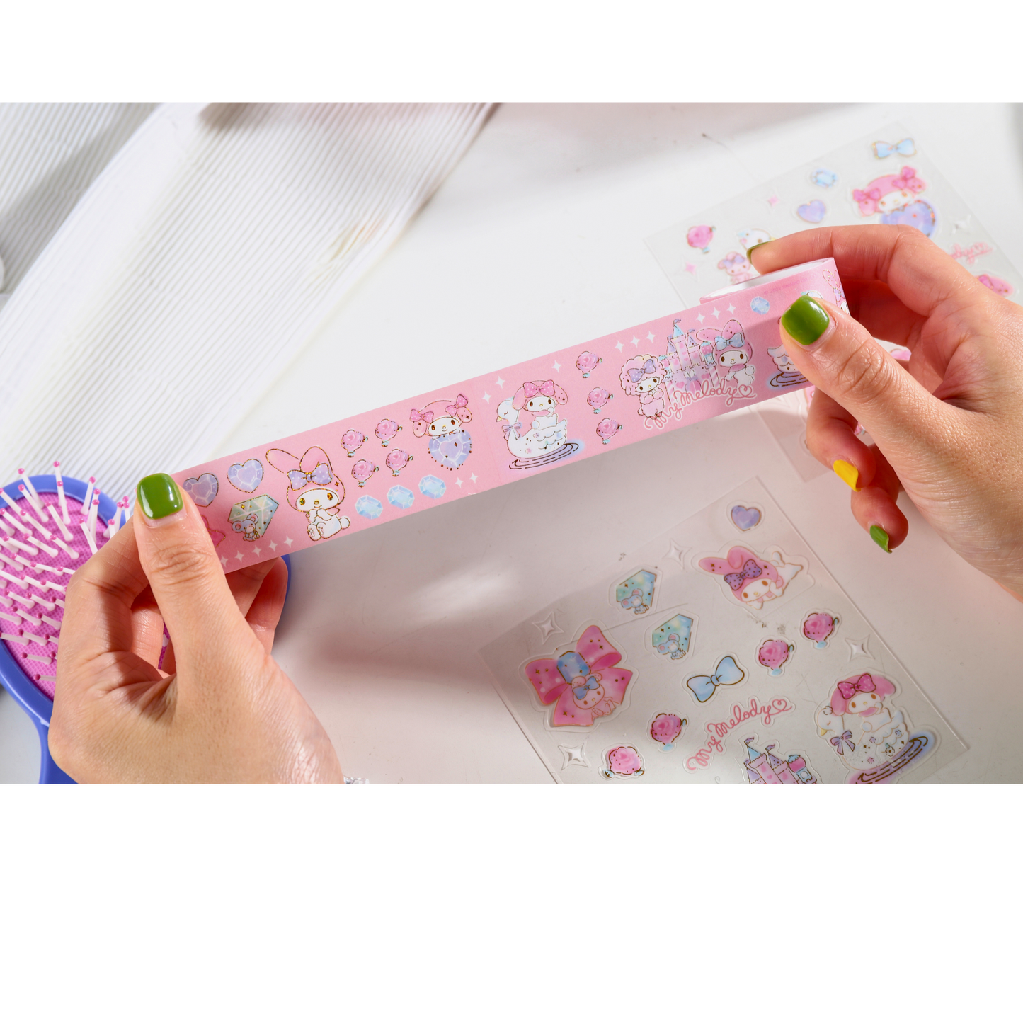 Sanrio - My Melody Washi Tape & Stickerset / cadeauset – Creatieve DIY Decoratie Set - Sanrio Geautoriseerd Product