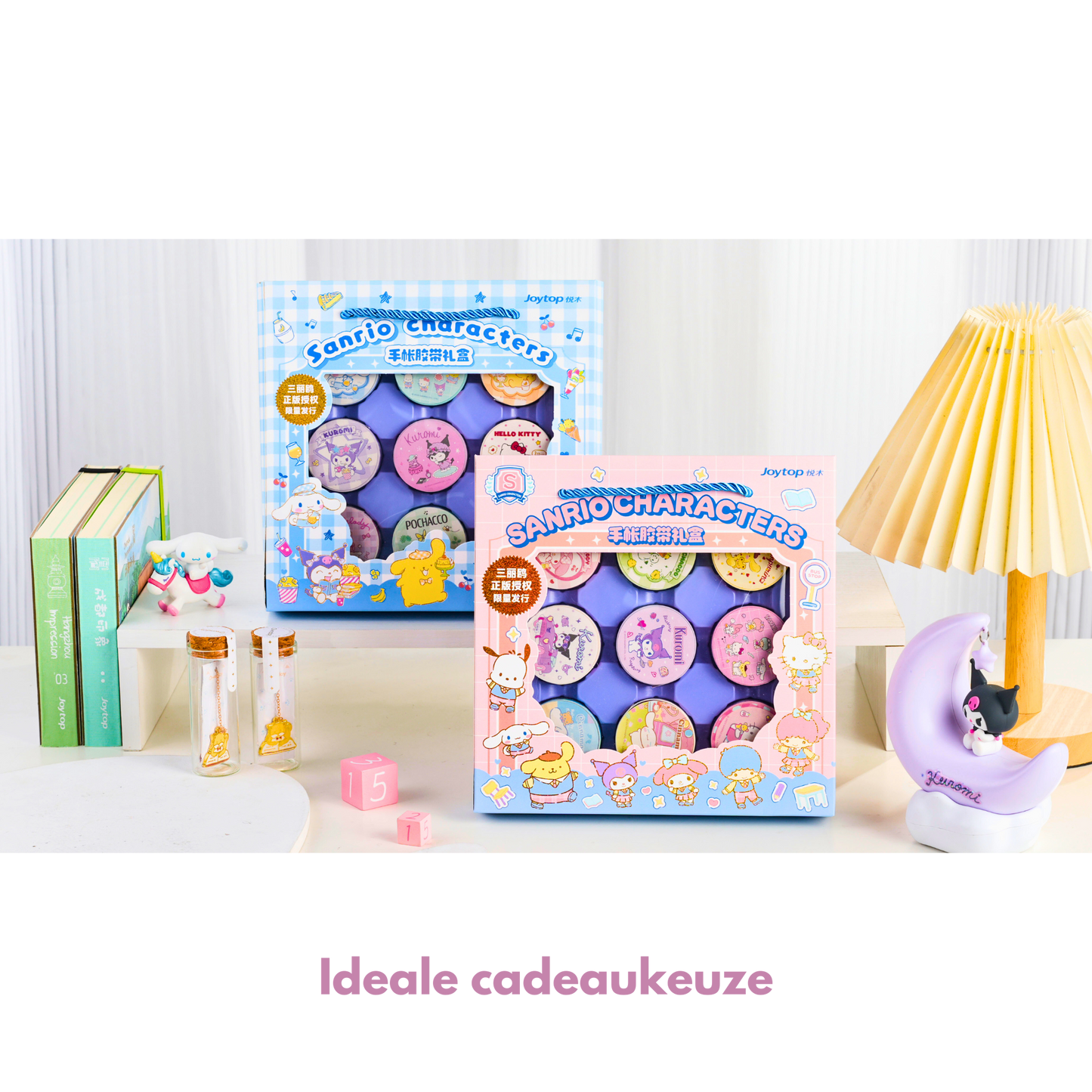 Sanrio - Washi Tape Cadeauset (Blauw)– 9 Rollen – Youth Academy - Hello Kitty, Kuromi, My Melody, Cinnamoroll, Pompompurin, Pochacco, Little Twin Stars, Officiële Gelicenseerde Set – Perfect voor Journaling & Knutselen