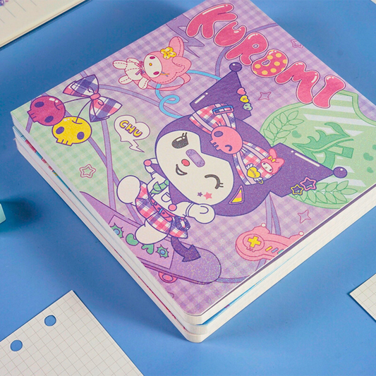 Sanrio - Schattig Kuromi Notitieboek met Ruitjes + 1 Vel Sticker | Kawaii Journal & Creatief Gebruik