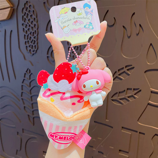 Sanrio My Melody Tas Hanger – Kawaii Sleutelhanger Meisje – Aardbei Crêpe Design – Pluche Bag Charm – Cadeau voor Fans
