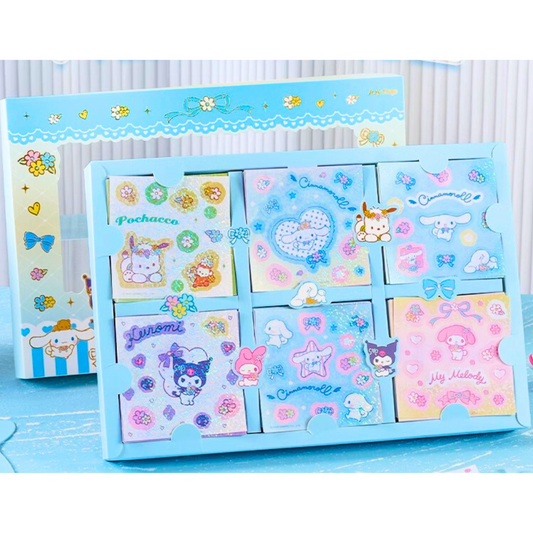 Sanrio - Sticker Box – 60 Unieke Stickers | Kuromi, Pochacco, My Melody en Cinnamoroll | Zelfklevend & Direct Gebruik | Perfect voor Journaling & DIY Decoratie