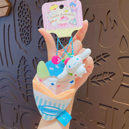Sanrio Cinnamoroll Tas Hanger – Kawaii Sleutelhanger – Roomijs Crêpe Design – Schattig Cadeau Kawaii liefhebbers