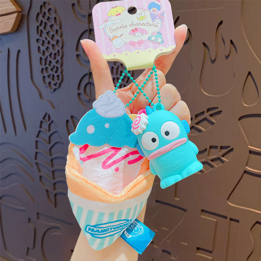 Sanrio Hangyodon Tas Hanger – Grappige Sleutelhanger – Blauw Crêpe Design – Origineel Cadeautje Anime Fan