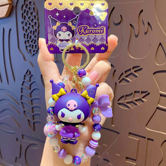 Sanrio Kuromi Sleutelhanger – Paars – Shiny Star Serie – Kawaii Sleutel- & Tassenhanger met Luxe Kralenarmband – 7 cm – Voor Sanrio Fans & Meisjes Cadeau