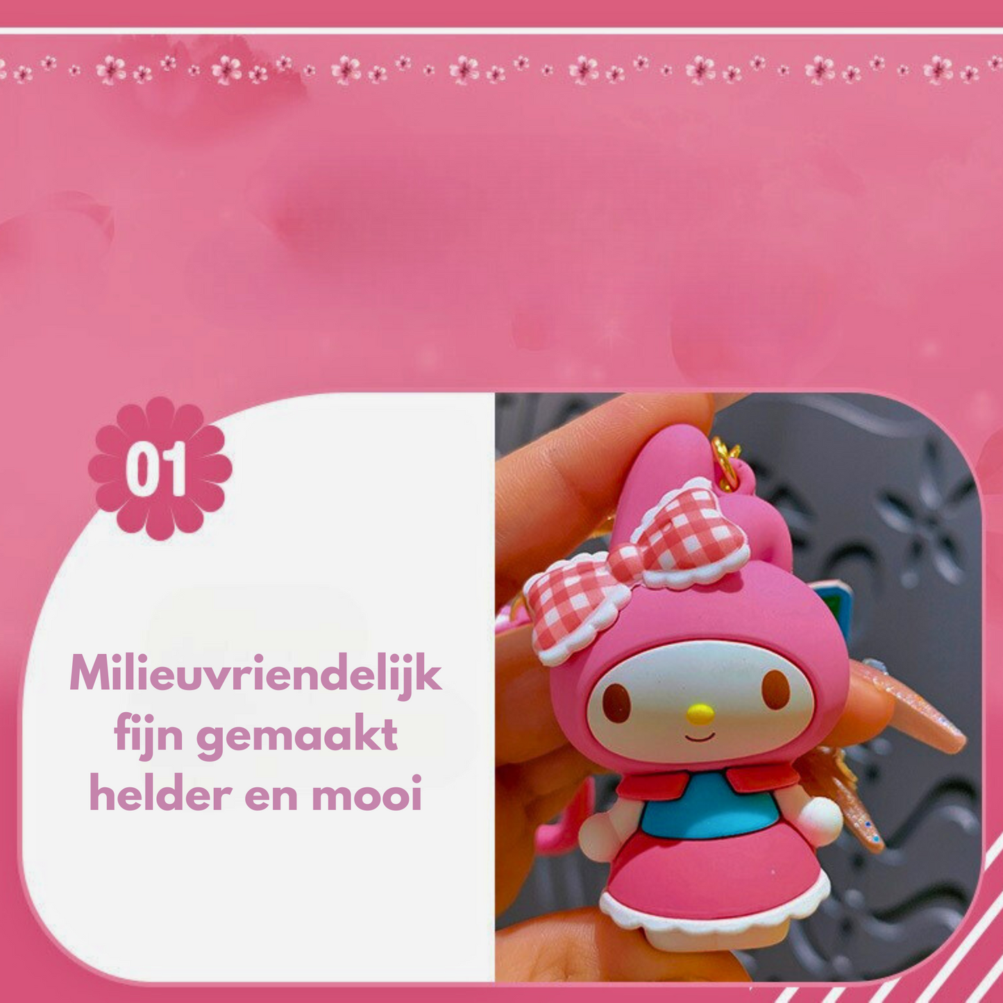 Sanrio - My Melody - Sleutelhanger – Sweet Princess Candy Serie – Schattige Sleutelaccessoire met Belletje – 7 cm – Tassenhanger, Autosleutelhanger & Perfect Cadeau voor Kawaii Liefhebbers