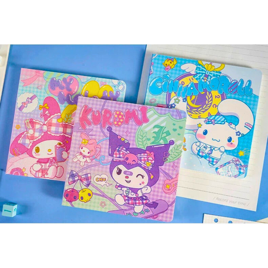Sanrio - Kawaii Notitieboeken Set – My Melody, Kuromi & Cinnamoroll (3 stuks) + Stickers | Perfect voor Journaling & Cadeau