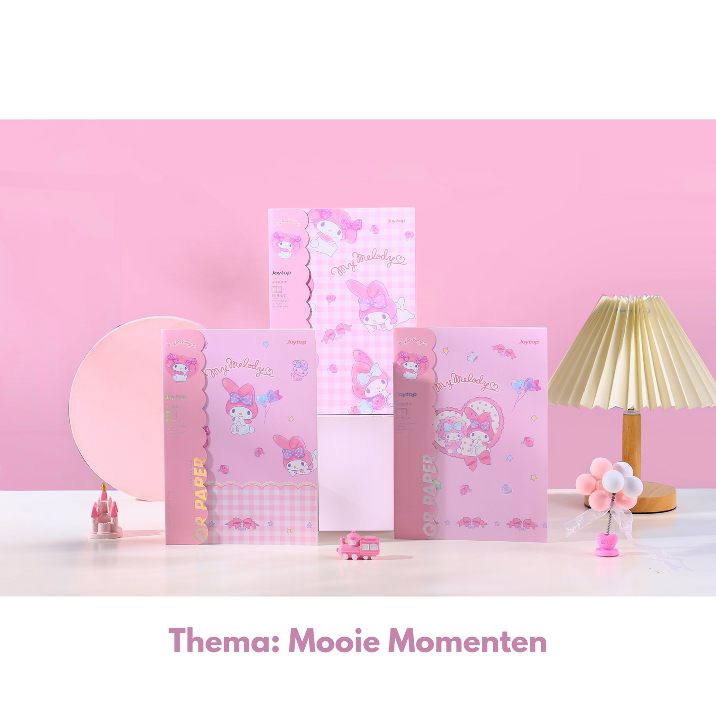 Sanrio - B5 'Mooie Momenten' Notitieboek Set – 3 Stuks – Officieel Gelicentieerd – My Melody - Gelijmde Binding | Schattig Tijdschriftstijl Journal