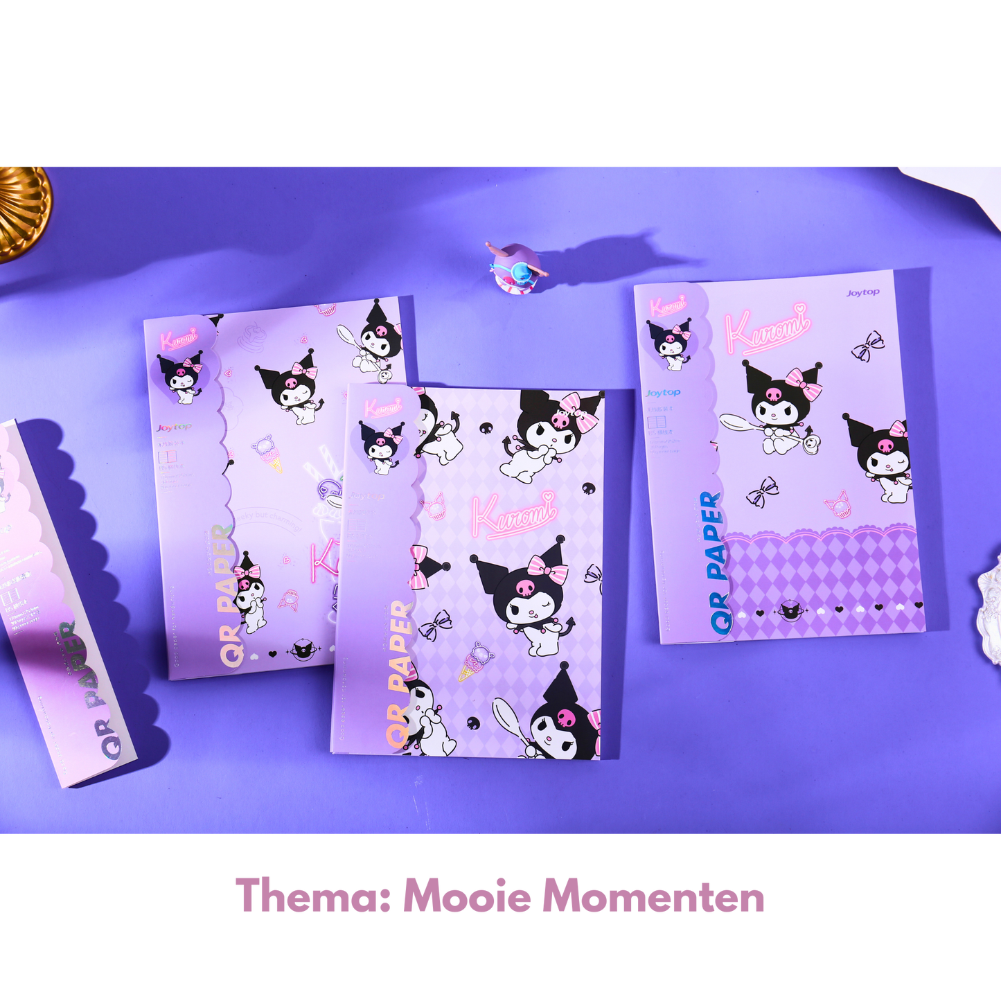 Sanrio - B5 'Mooie Momenten' Notitieboek Set – 3 Stuks – Officieel Gelicentieerd – Kuromi - Gelijmde Binding | Schattig Tijdschriftstijl Journal
