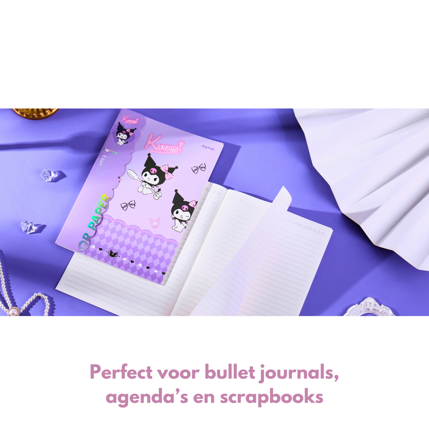 Sanrio - B5 'Mooie Momenten' Notitieboek Set – 3 Stuks – Officieel Gelicentieerd – Kuromi - Gelijmde Binding | Schattig Tijdschriftstijl Journal