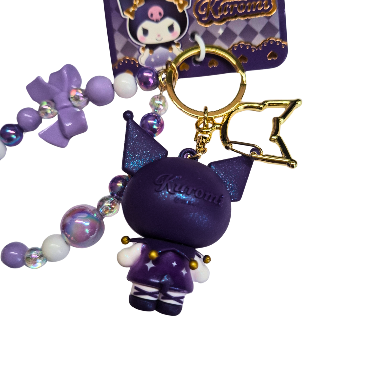 Sanrio Kuromi Sleutelhanger – Paars – Shiny Star Serie – Kawaii Sleutel- & Tassenhanger met Luxe Kralenarmband – 7 cm – Voor Sanrio Fans & Meisjes Cadeau