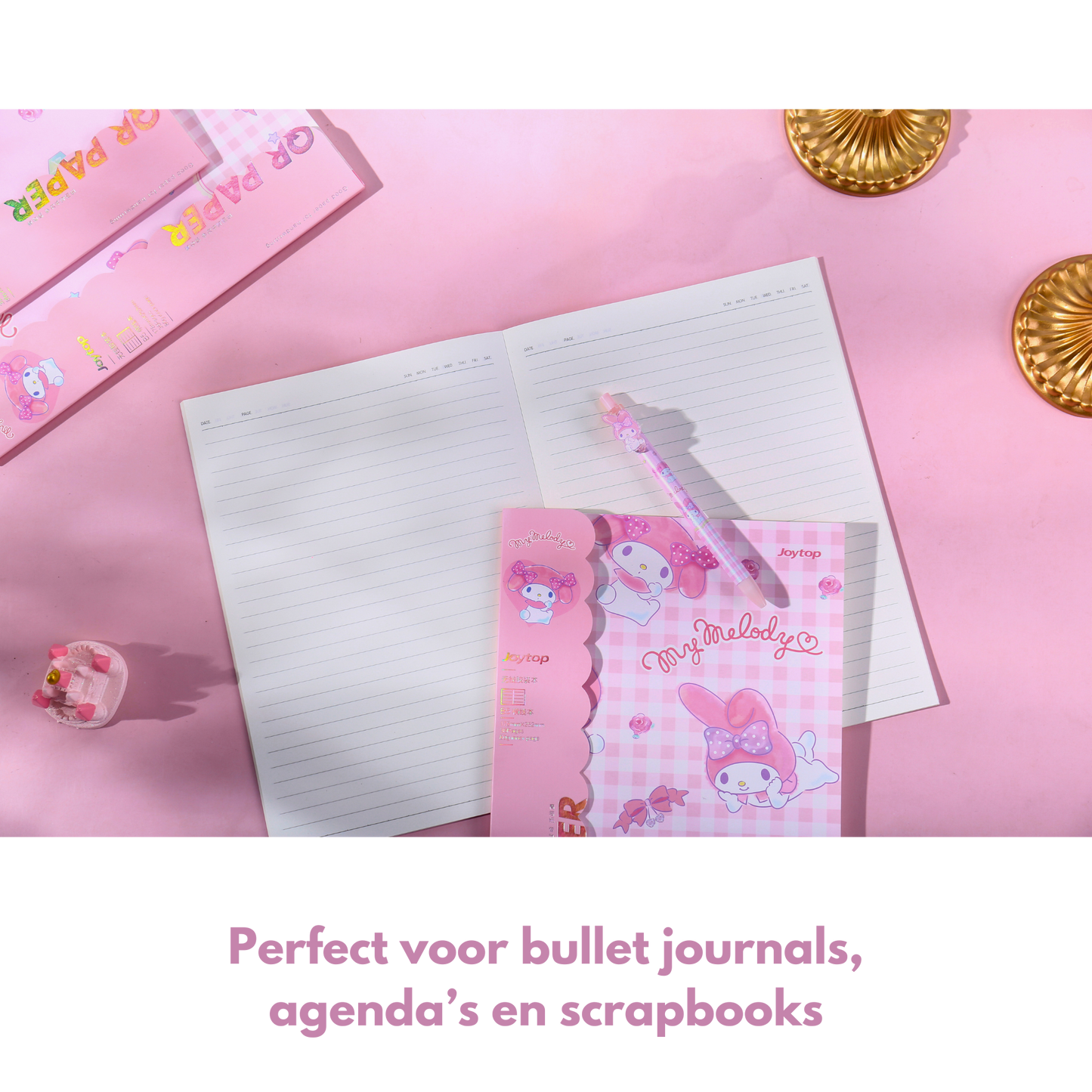 Sanrio - B5 'Mooie Momenten' Notitieboek Set – 3 Stuks – Officieel Gelicentieerd – My Melody - Gelijmde Binding | Schattig Tijdschriftstijl Journal