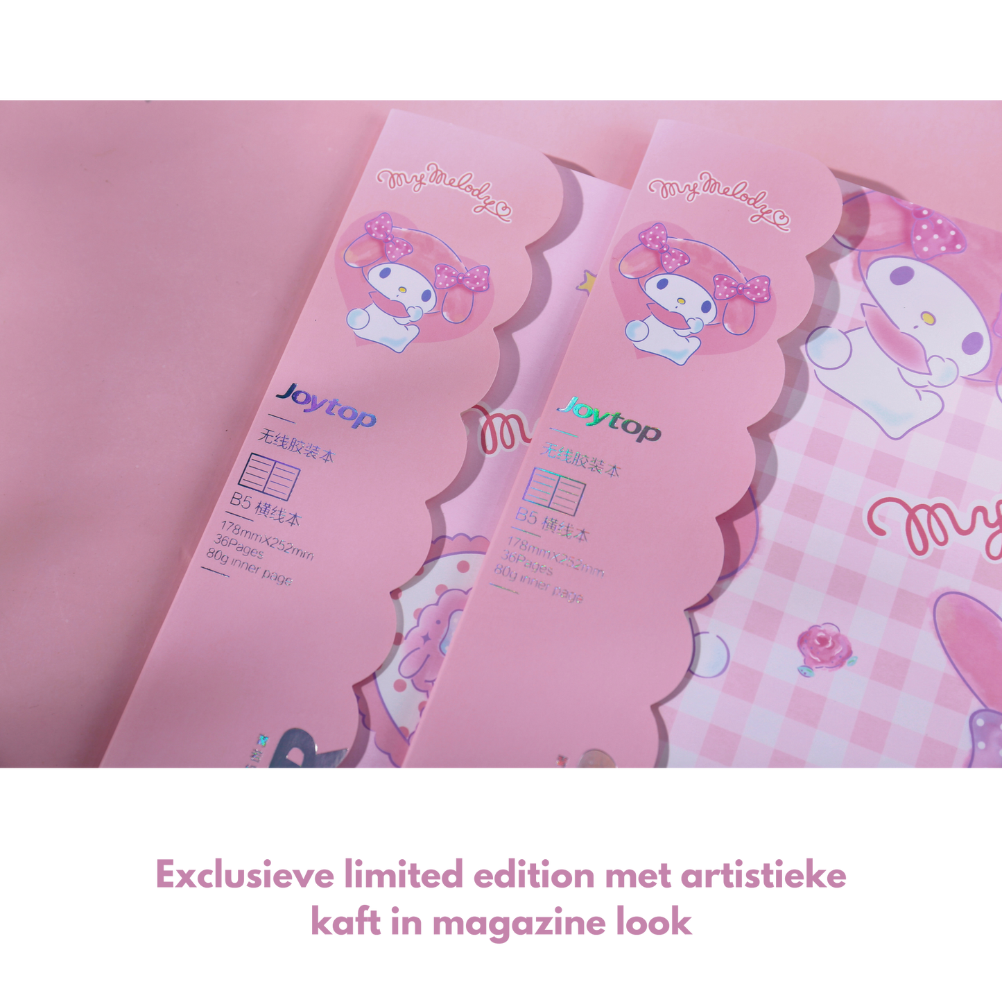 Sanrio - B5 'Mooie Momenten' Notitieboek Set – 3 Stuks – Officieel Gelicentieerd – My Melody - Gelijmde Binding | Schattig Tijdschriftstijl Journal