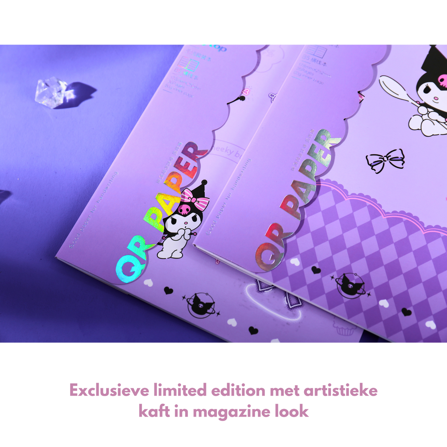 Sanrio - B5 'Mooie Momenten' Notitieboek Set – 3 Stuks – Officieel Gelicentieerd – Kuromi - Gelijmde Binding | Schattig Tijdschriftstijl Journal