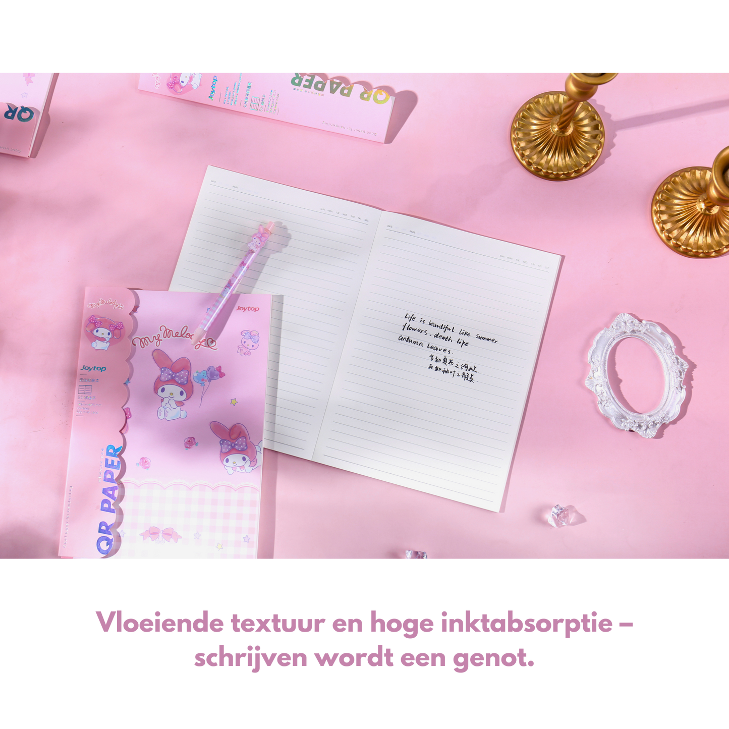 Sanrio - B5 'Mooie Momenten' Notitieboek Set – 3 Stuks – Officieel Gelicentieerd – My Melody - Gelijmde Binding | Schattig Tijdschriftstijl Journal