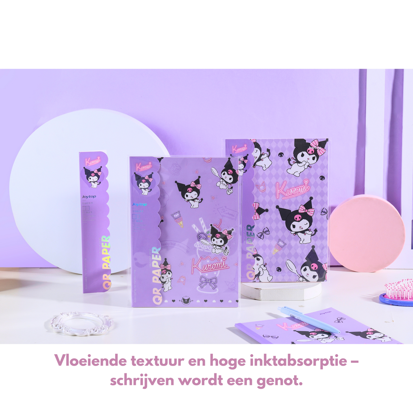 Sanrio - B5 'Mooie Momenten' Notitieboek Set – 3 Stuks – Officieel Gelicentieerd – Kuromi - Gelijmde Binding | Schattig Tijdschriftstijl Journal