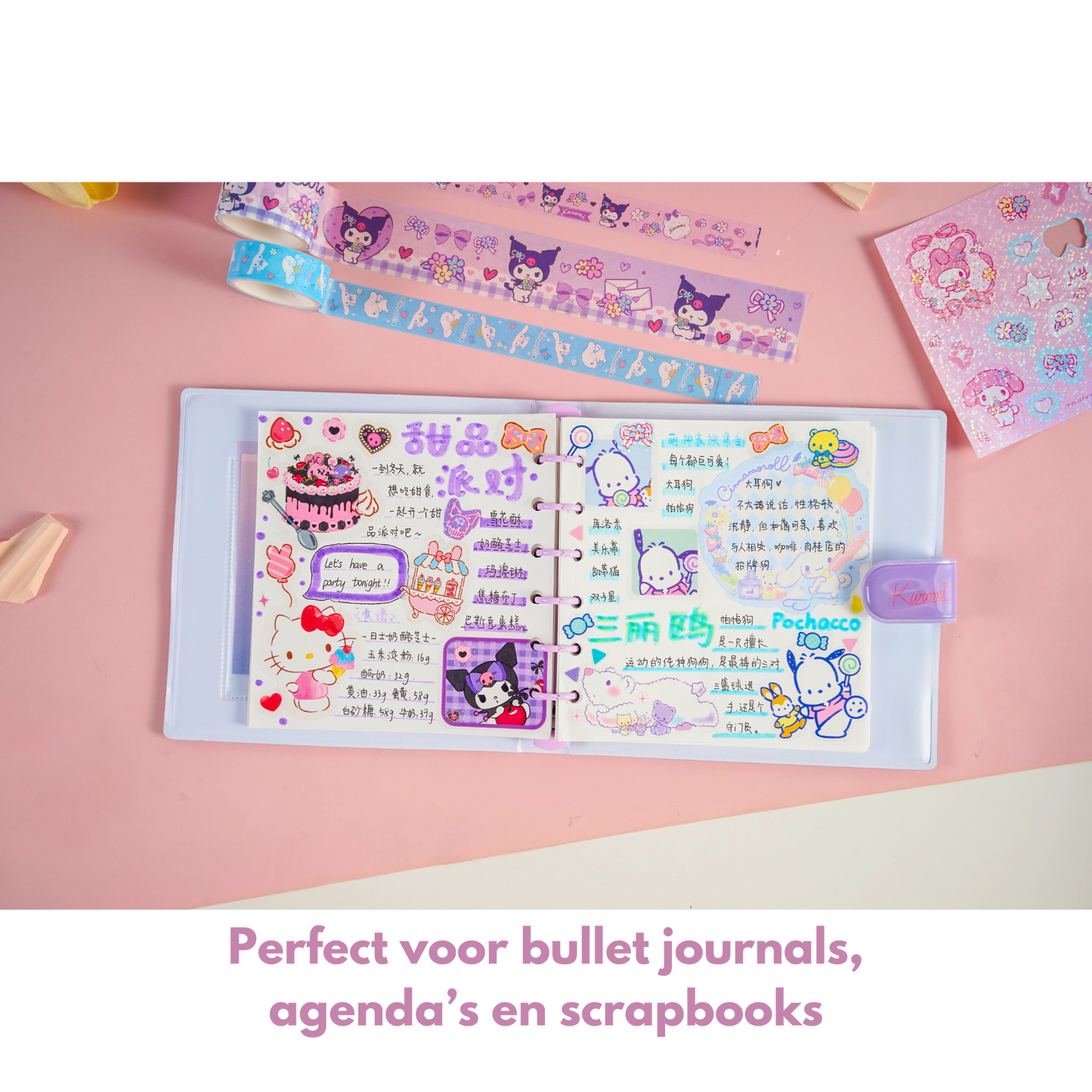 Sanrio – Cinnamoroll - Flower World Gukka Sticker en Washi Tape Cadeaubox - Schattige Cartoon Stickers voor Feestjes en Geschenken - Creatieve DIY Decoratie Set