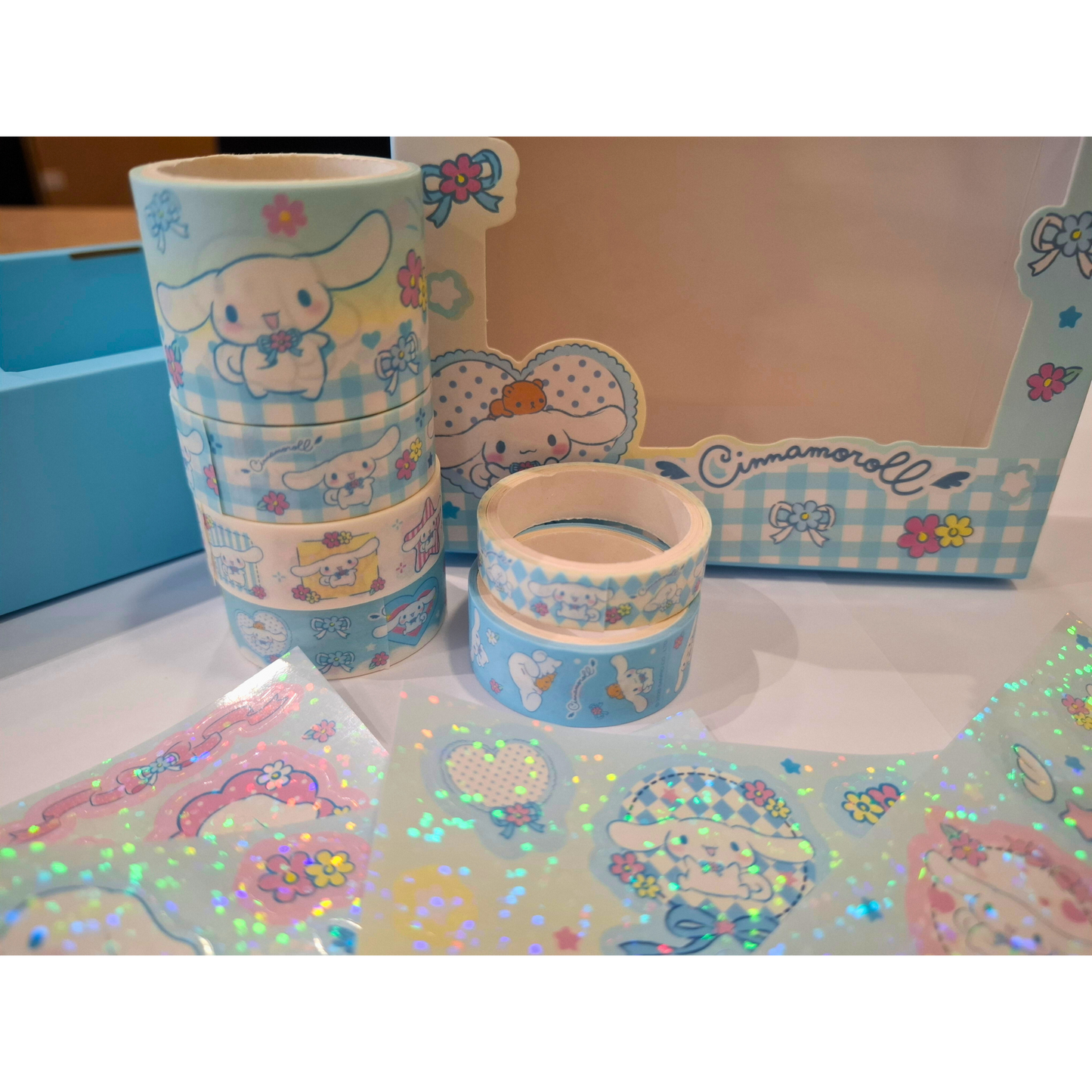 Sanrio – Cinnamoroll - Flower World Gukka Sticker en Washi Tape Cadeaubox - Schattige Cartoon Stickers voor Feestjes en Geschenken - Creatieve DIY Decoratie Set